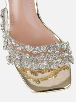 Schoenen Met Hakken*Simmi London - Blushing Diamante Mid Heel Mules Goud