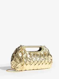 Tassen En Portemonnees|Lipsy - Weave Grab Handle Clutch Bag Goud