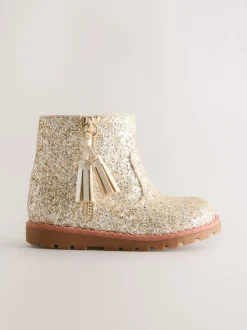 Boots|Next Goud glitter - Chelsea enkellaarsjes met rits en kwastjes