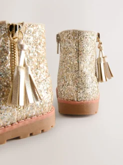 Boots|Next Goud glitter - Chelsea enkellaarsjes met rits en kwastjes
