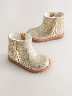 Boots*Next Goud glitter - Chelsea enkellaarsjes met rits en kwastjes