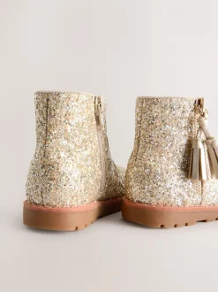 Boots*Next Goud glitter - Chelsea enkellaarsjes met rits en kwastjes