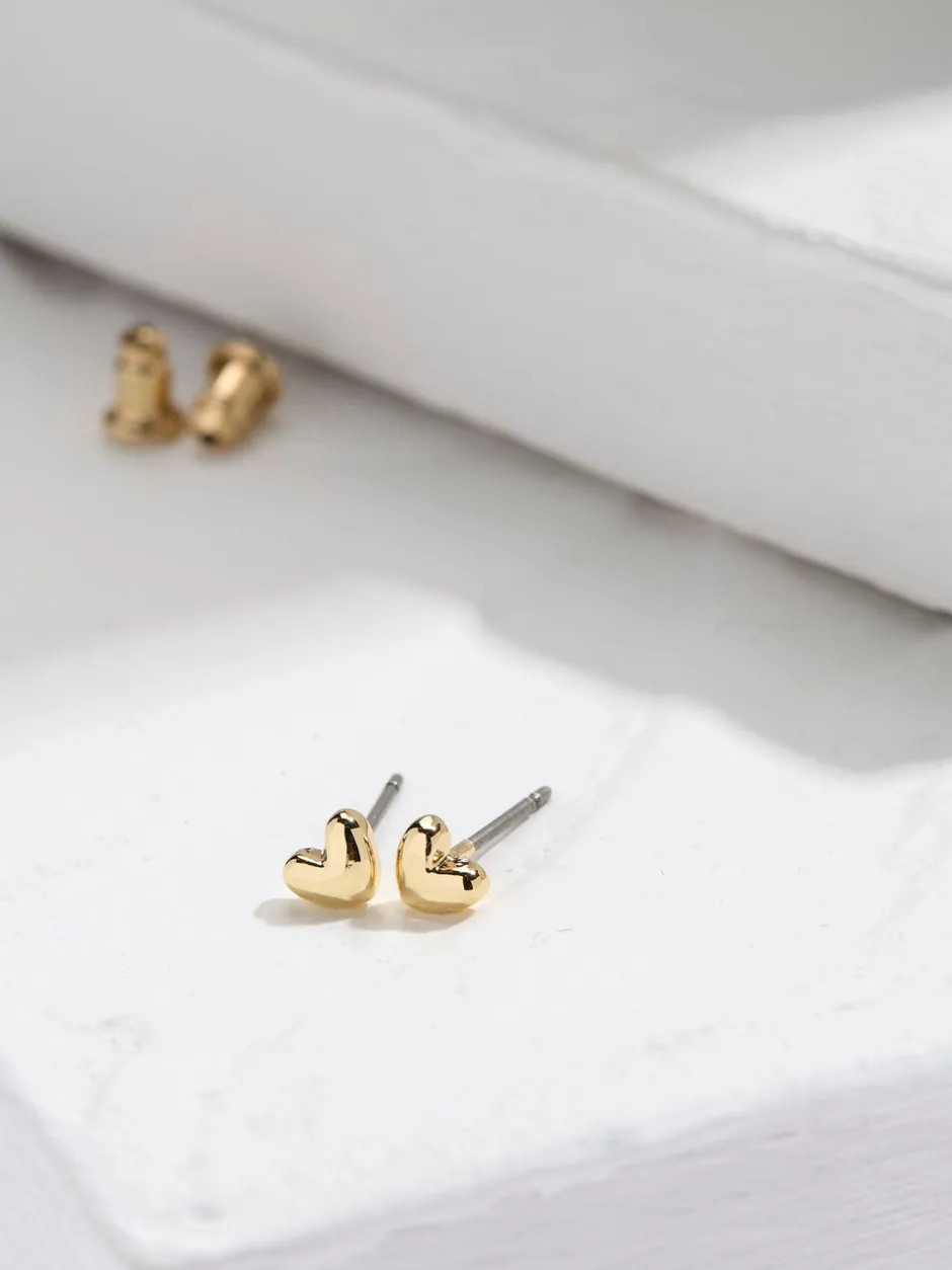 Sieraden|Fat Face - FatFace hartvormige oorknopjes Goudkleurig