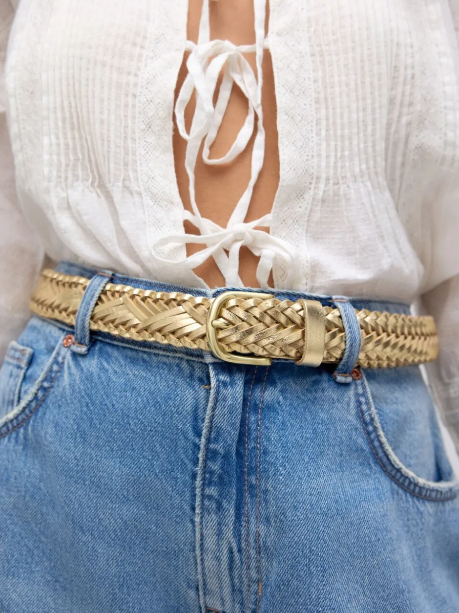 Ceintuurs*Next - Hand Plaited Leather Belt Goudkleurig