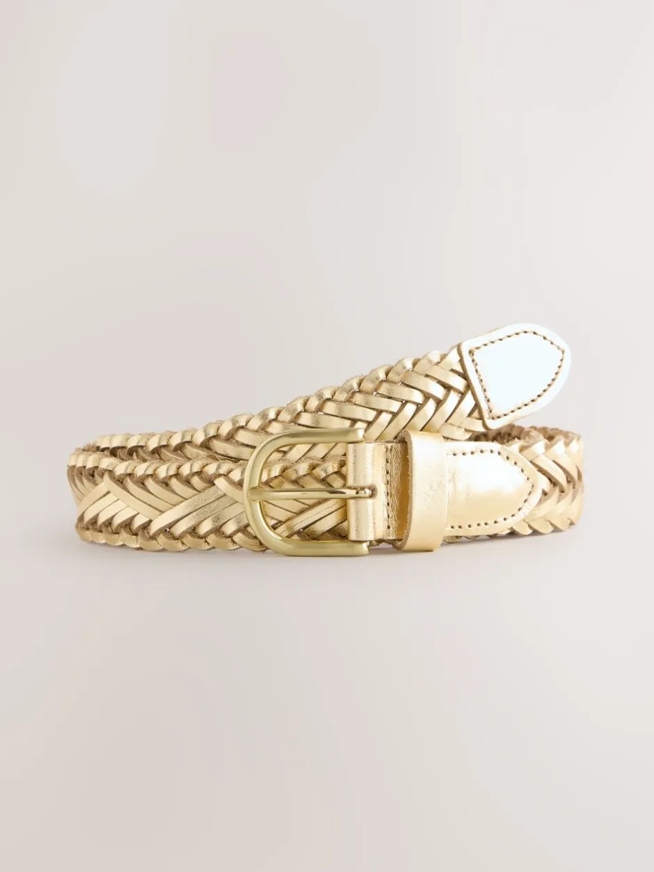 Ceintuurs*Next - Hand Plaited Leather Belt Goudkleurig