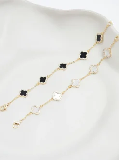 Sieraden|Jon Richard Goudkleurig - klaverarmband met zwarte emaille
