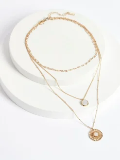Sieraden*Next Goudkleurig - Ketting in 3 lagen met bloem