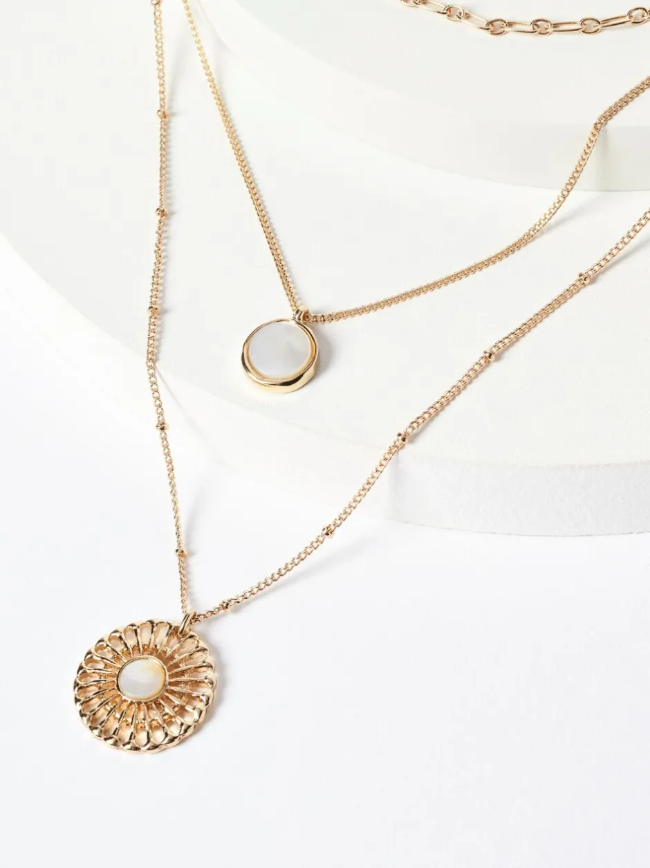 Sieraden*Next Goudkleurig - Ketting in 3 lagen met bloem