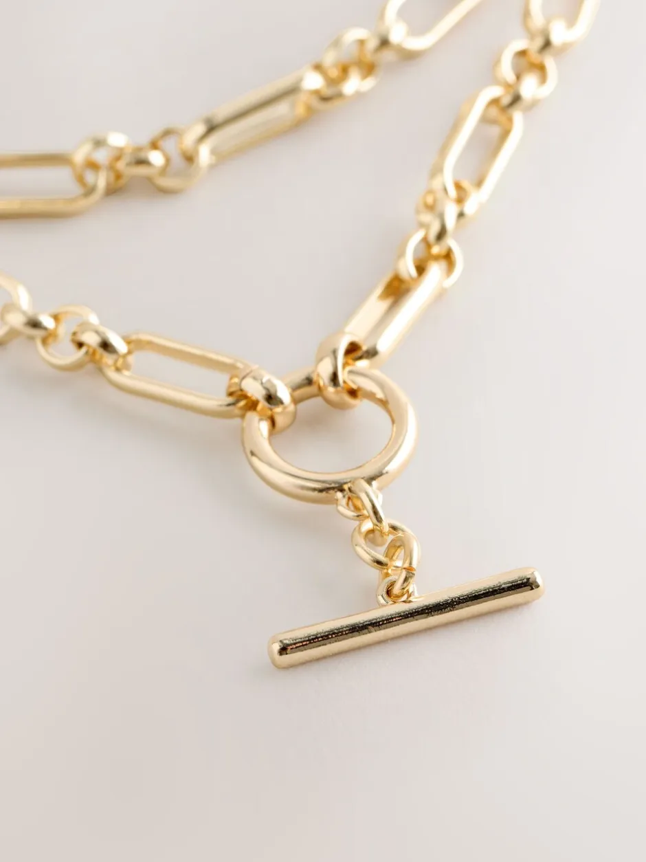 Sieraden|Next Goudkleurig - Layered T-Bar Chain Necklace