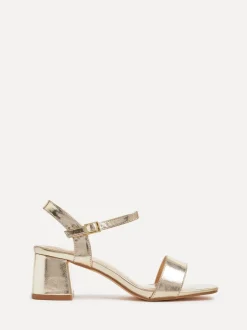 Schoenen Met Hakken|Linzi Goudkleurig - Darcie sandalen met lage blokhak en dikke zool