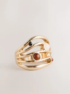 Sieraden|Next Goudkleurig - Stone Insert Ladder Ring