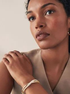 Sieraden|Next - Twist Sparkle Cuff Bracelet Goudkleurig