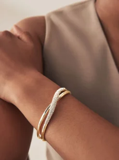 Sieraden|Next - Twist Sparkle Cuff Bracelet Goudkleurig