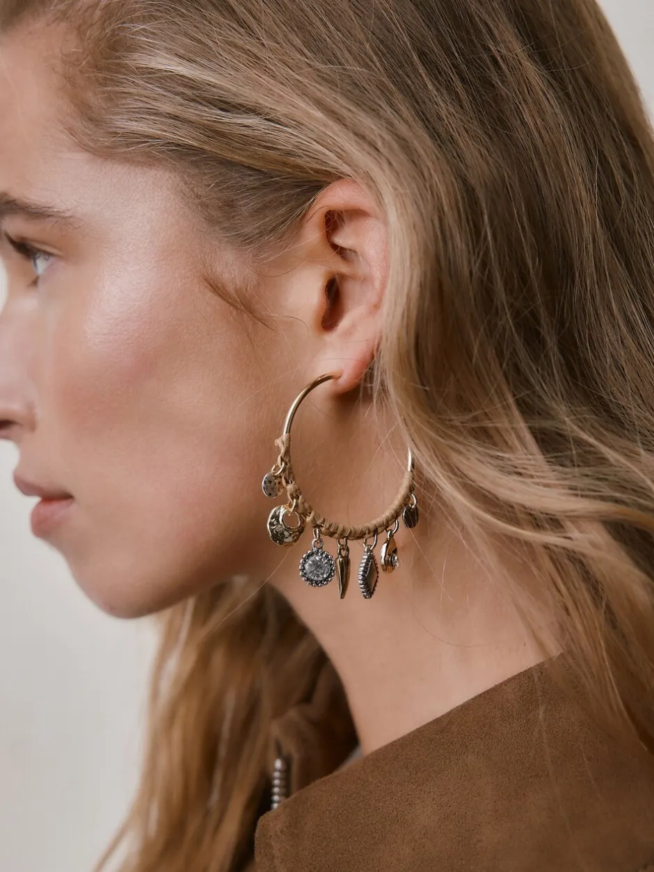Sieraden*Next Goudkleurig - Wrapped Charm Drop Hoop Earrings