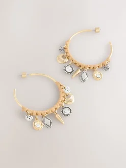 Sieraden*Next Goudkleurig - Wrapped Charm Drop Hoop Earrings