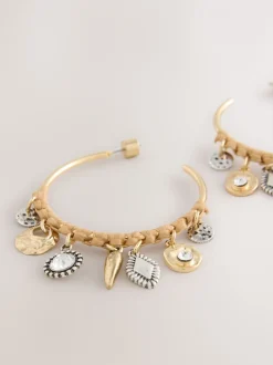 Sieraden*Next Goudkleurig - Wrapped Charm Drop Hoop Earrings