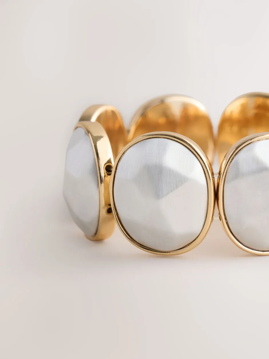 Sieraden|Next Goud-/zilverkleurig - Facetted Stone Stretch Bracelet