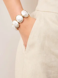 Sieraden|Next Goud-/zilverkleurig - Facetted Stone Stretch Bracelet