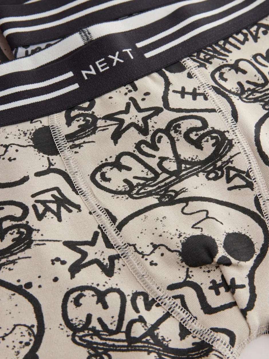 Ondergoed|Next Grafitti doodshoofd print - Verpakking van 5 trunks (3-16jr)