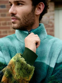 Loungewear|Sweaters En Hoody´S*Next Green Deer Scene - Borg Fleece Zip Neck