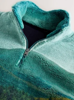 Loungewear|Sweaters En Hoody´S*Next Green Deer Scene - Borg Fleece Zip Neck