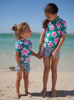 Badkleding|Badkleding|Next - Zonbeschermende zwemset met korte mouwen (3mnd-10jr) Green Stampy Floal