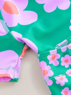 Badkleding|Badkleding|Next - Zonbeschermende zwemset met korte mouwen (3mnd-10jr) Green Stampy Floal