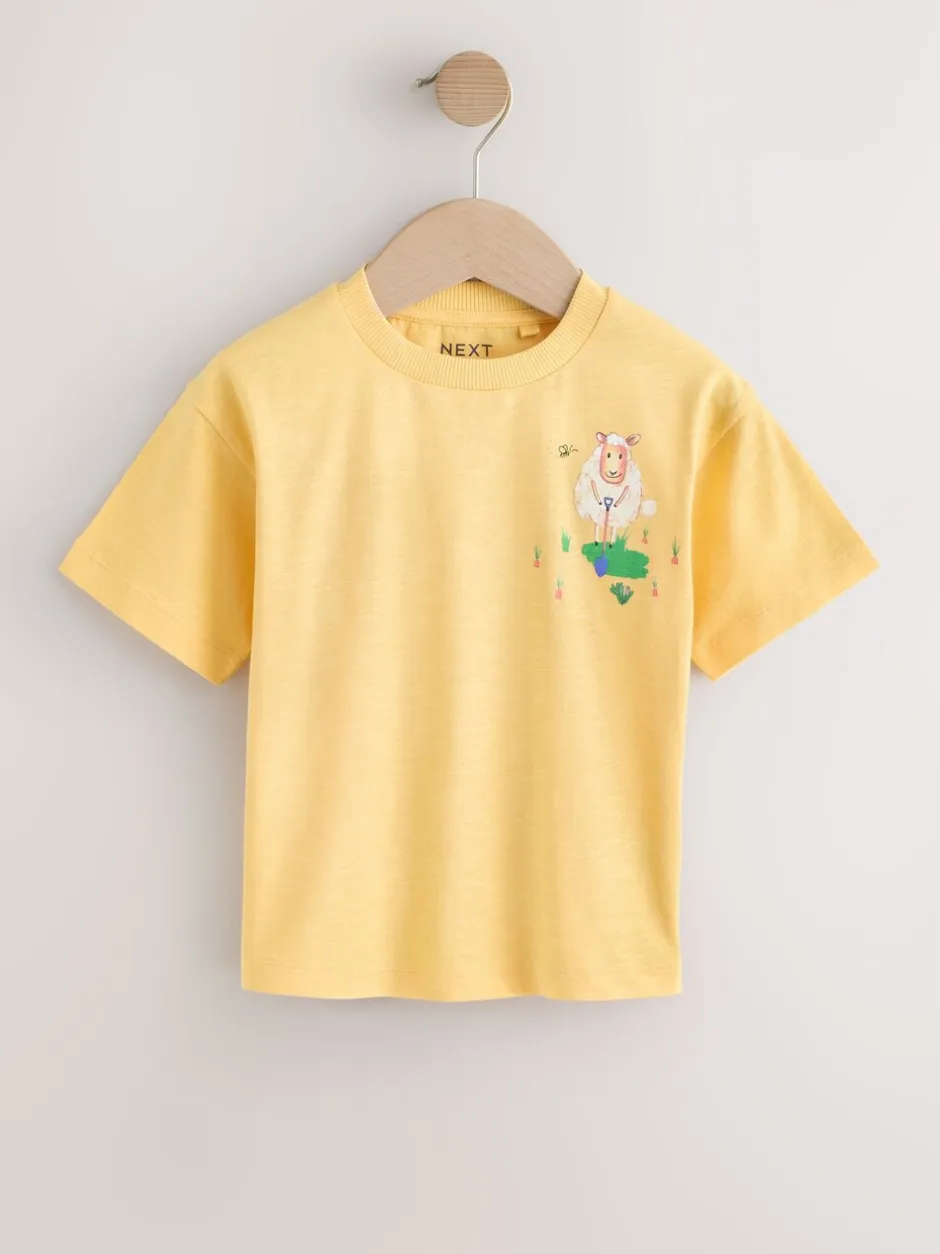 T-Shirts|Tops|Next Green Watercolour Farm - Short Sleeve Graphic T-Shirts 3 Pack (3mths-7yrs)