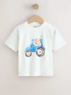 T-Shirts|Tops|Next Green Watercolour Farm - Short Sleeve Graphic T-Shirts 3 Pack (3mths-7yrs)