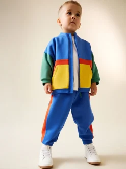 Joggingbroeken|Sweaters En Hoody´S|Next - Funnel Neck Zip Sweat and Joggers Set (3mths-7yrs) Green/Blue Colourblock