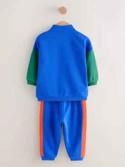 Joggingbroeken|Sweaters En Hoody´S|Next - Funnel Neck Zip Sweat and Joggers Set (3mths-7yrs) Green/Blue Colourblock
