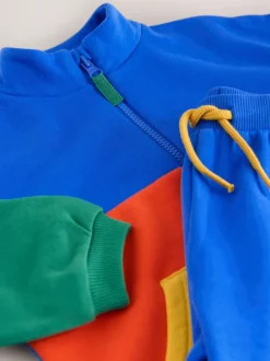 Joggingbroeken|Sweaters En Hoody´S|Next - Funnel Neck Zip Sweat and Joggers Set (3mths-7yrs) Green/Blue Colourblock
