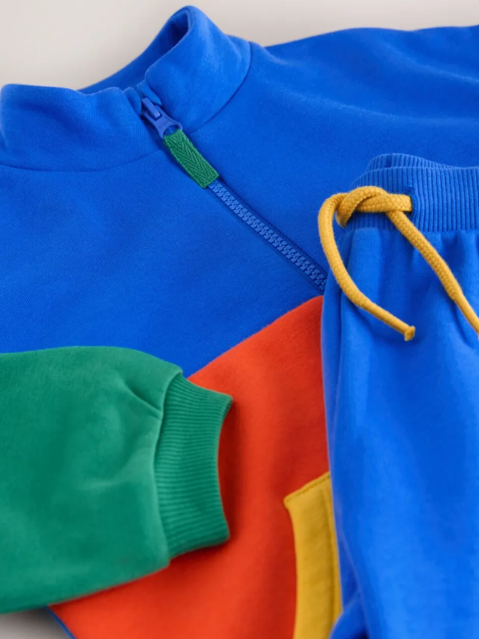 Joggingbroeken|Sweaters En Hoody´S|Next - Funnel Neck Zip Sweat and Joggers Set (3mths-7yrs) Green/Blue Colourblock