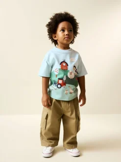 Tops|T-Shirts*Next Green/Blue Farm - T-shirt met korte mouwen en applicatie (3 mnd - 7 jr)