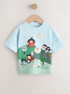 Tops|T-Shirts*Next Green/Blue Farm - T-shirt met korte mouwen en applicatie (3 mnd - 7 jr)