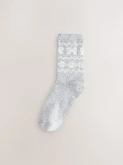 Sokken En Panty's*Next Grey Pretty Fairisle Pattern - 2 paar enkelsokken van wolmix