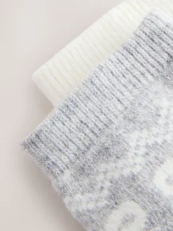 Sokken En Panty's*Next Grey Pretty Fairisle Pattern - 2 paar enkelsokken van wolmix