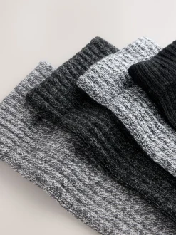 Sokken|Sokken|Next - Verpakking van 4 paar dikke sokken met hertenborduurwerk Grey Twisted