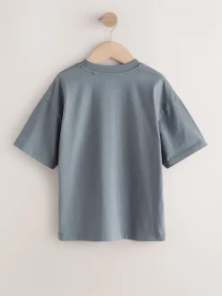 T-Shirts|Tops|Next - Short Sleeve Logo Chest Graphic T-Shirts 4 Pack (3-16yrs) Grey/Yellow/Mineral/Red