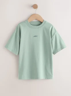 T-Shirts|Tops|Next - Short Sleeve Logo Chest Graphic T-Shirts 4 Pack (3-16yrs) Grey/Yellow/Mineral/Red