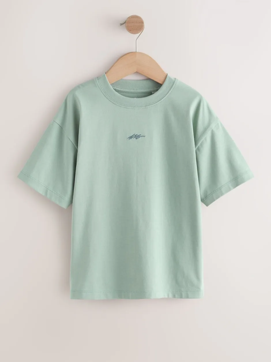 T-Shirts|Tops|Next - Short Sleeve Logo Chest Graphic T-Shirts 4 Pack (3-16yrs) Grey/Yellow/Mineral/Red