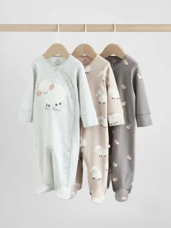 Babypakjes En Babypyjama's*Next Grijs - Baby Popper Sleepsuits 3 Pack