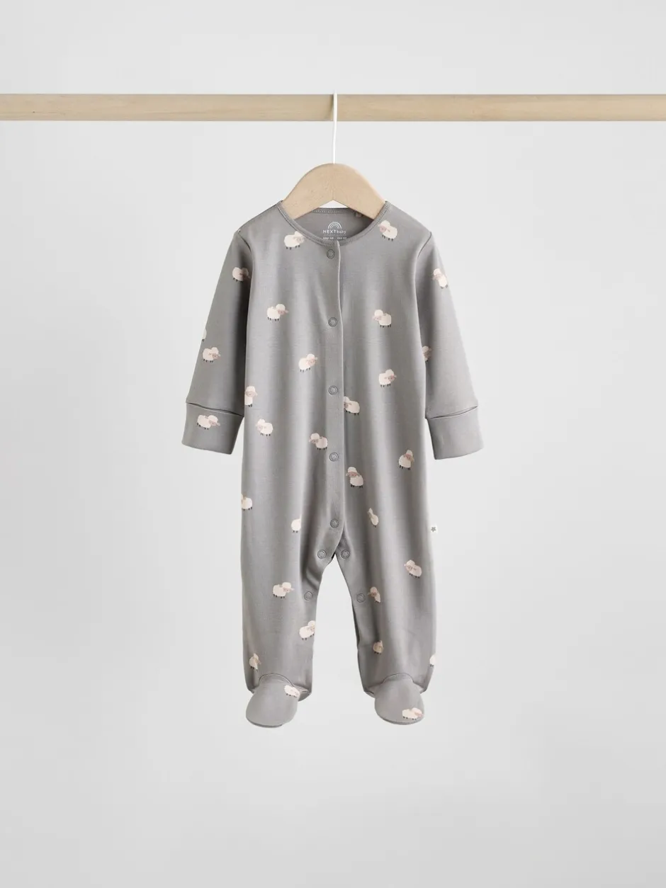 Babypakjes En Babypyjama's*Next Grijs - Baby Popper Sleepsuits 3 Pack