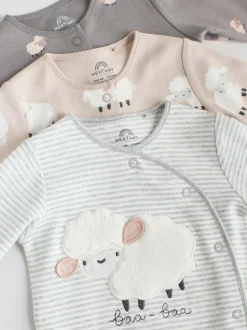 Babypakjes En Babypyjama's*Next Grijs - Baby Popper Sleepsuits 3 Pack