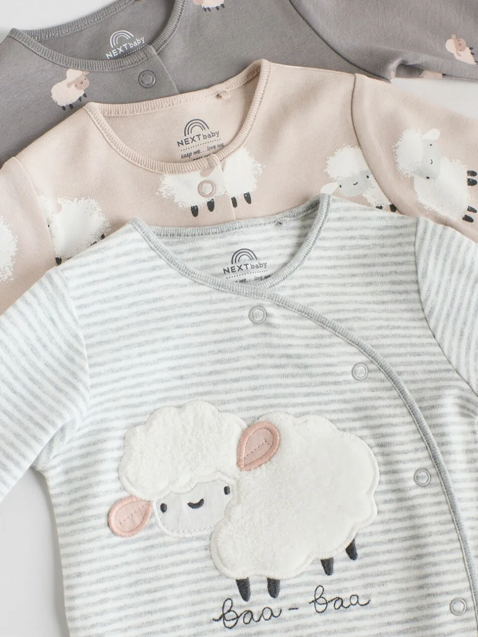Babypakjes En Babypyjama's*Next Grijs - Baby Popper Sleepsuits 3 Pack