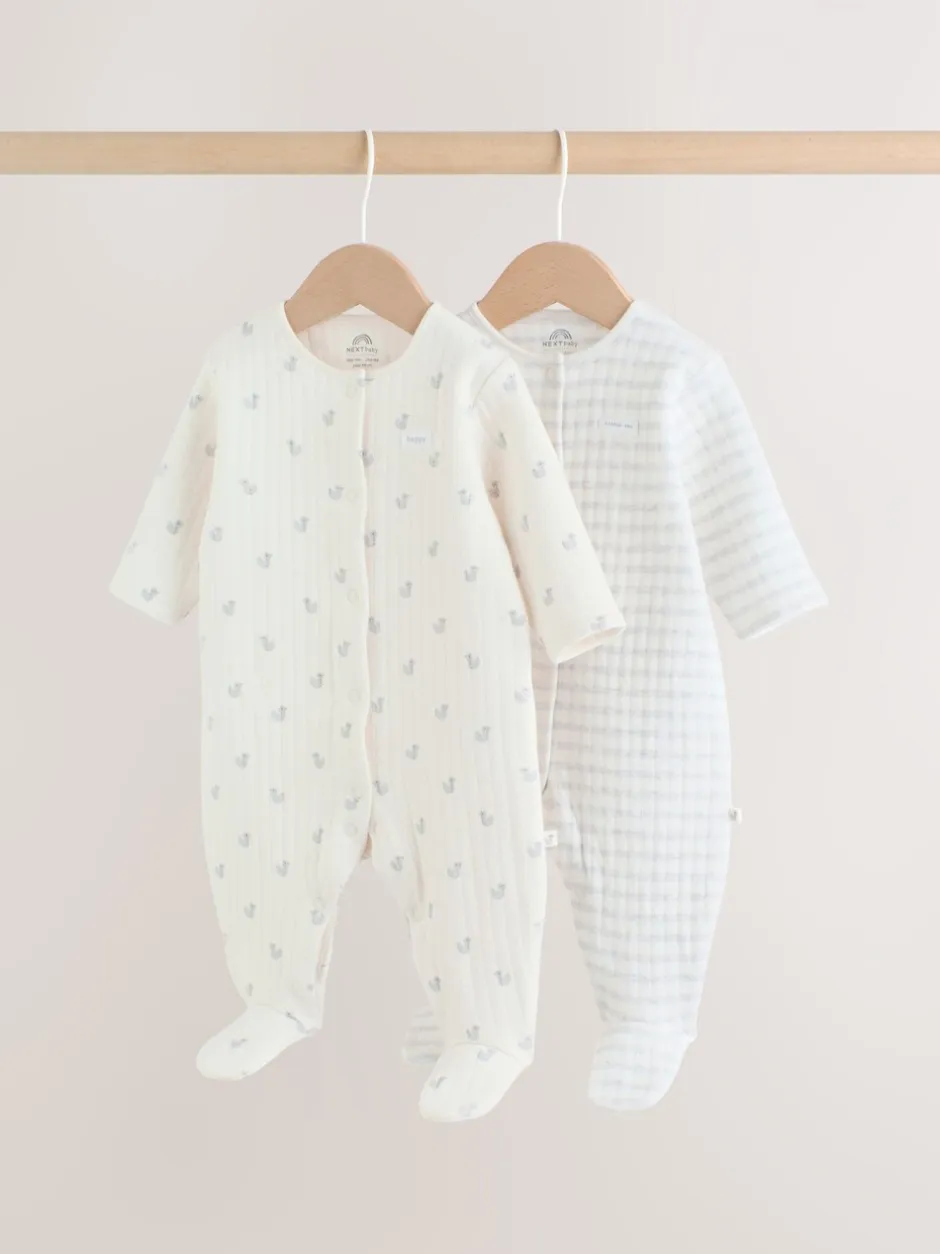 Babypakjes En Babypyjama's*Next - Baby Quilted Sleepsuits 2 Pack Grijs