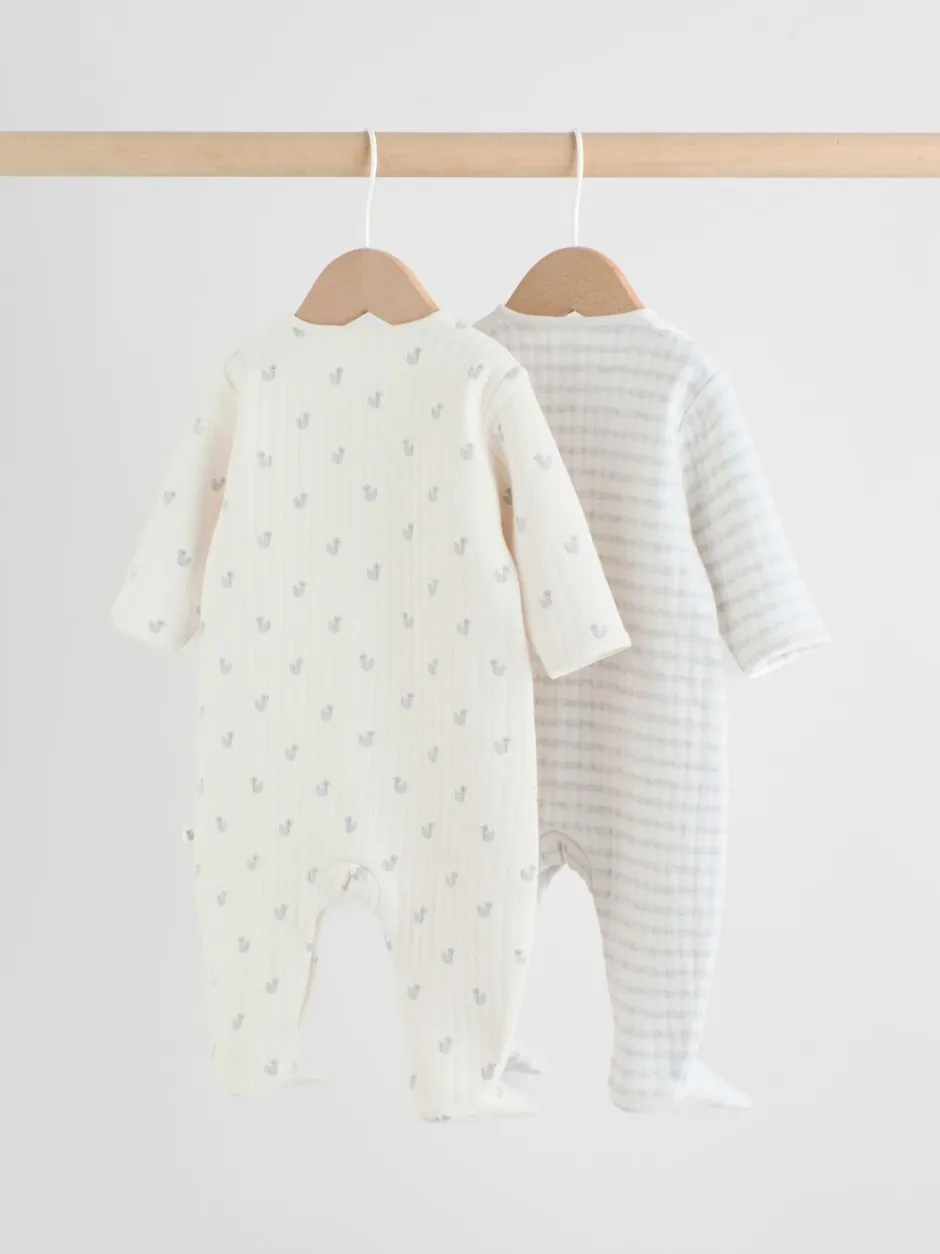 Babypakjes En Babypyjama's*Next - Baby Quilted Sleepsuits 2 Pack Grijs