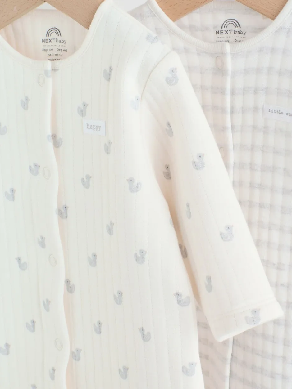 Babypakjes En Babypyjama's*Next - Baby Quilted Sleepsuits 2 Pack Grijs