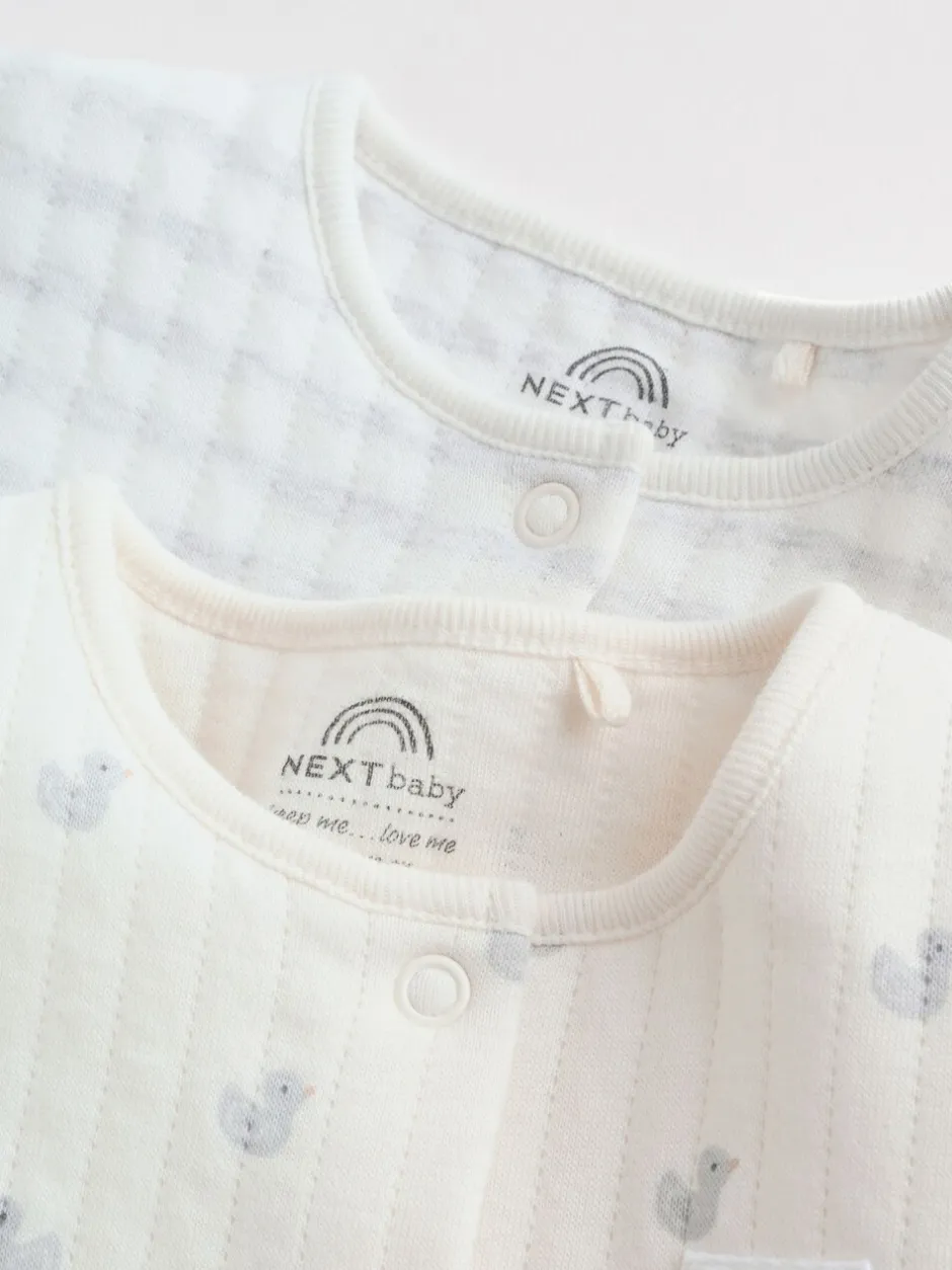 Babypakjes En Babypyjama's*Next - Baby Quilted Sleepsuits 2 Pack Grijs