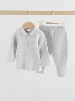 Truien En Breisels|Next Grijs - Babyset met gebreide trui en legging (0mnd-2jr)